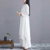 White Cotton Midi Dress and Wide Leg Pants Set for Meditation