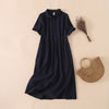 Summer Buttons Design Short Sleeve Midi Dress With Pockets