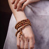 Star Moon Bodhi Seed Mala Necklace with Wood Pendant