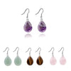 Pair of natural stone teardrop dangle earrings with silver hooks