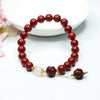 Cinnabar Rose Bracelet with Gold-Tone Accents