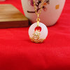 Imitation Jade Peace Buckle Necklace with Enamel Lotus or Butterfly