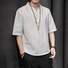 Men's Linen Short Sleeve Shirt Casual Summer Half Sleeve T-Shirt