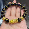 Attract Wealth PiXiu Bracelet with Black Obsidian and Gold-Tone Copper