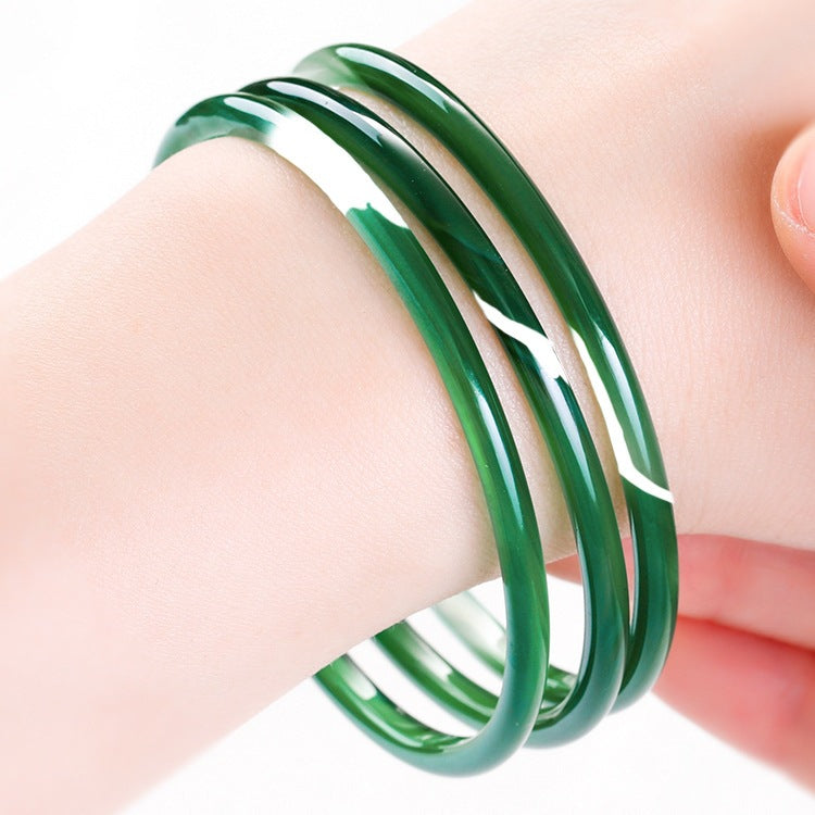 Thin Agate Bangle Bracelet, Stone Cuff