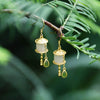 Jade Prayer Wheel Earrings with Green Teardrop Accents