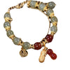 Rabbit and Flower Charm Bracelet, Gold-Tone Alloy Bead Jewelry