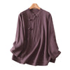 Cotton Linen Frog Button Shirt Long Sleeve