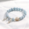 Aquamarine Pearl Beads Charm Bracelet