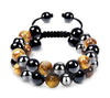 Tiger Eye Black Agate Evil Eye Double Row Bracelet