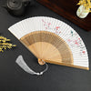 Cranes Auspicious Clouds Solid Color Gradient Handheld Bamboo Folding Fan