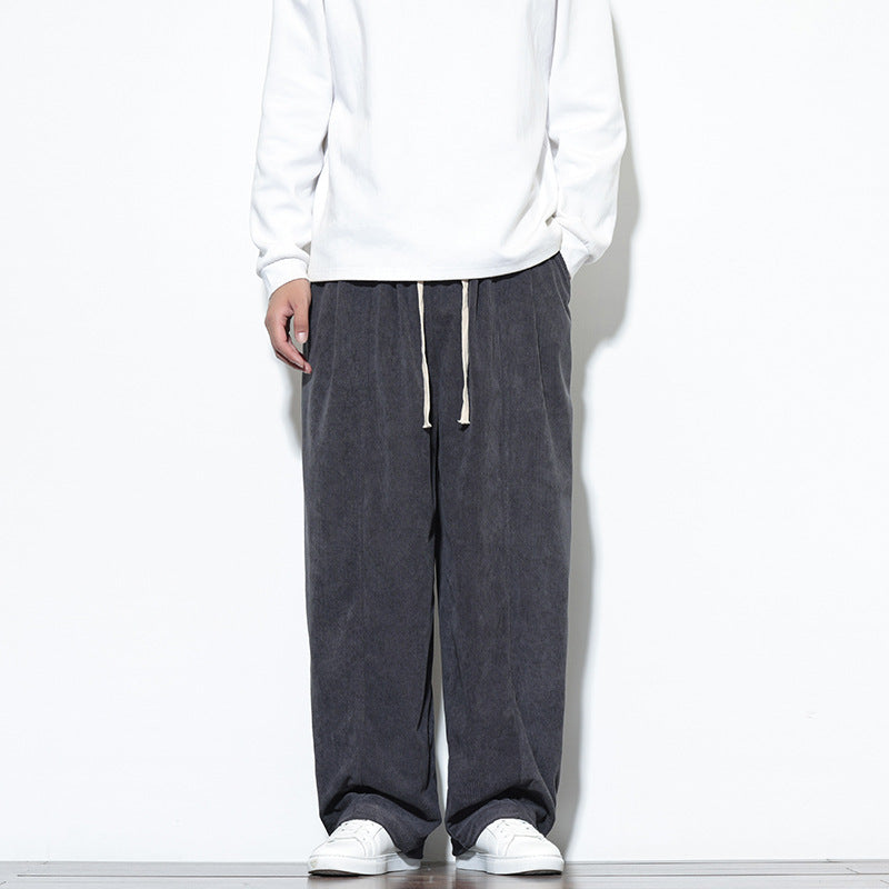 Men's Corduroy Drawstring Pants with Pockets