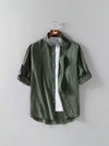 Men's Summer Solid Linen-Blend Shirt
