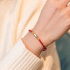 Bamboo Knot Red String Bracelet with Silver Charm