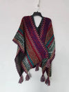 Tibetan Shawl Blue Beige Red Wavy Pattern Winter Warm Tassel Scarf