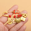 Chinese Gourd Safety Pin Brooch with Charms