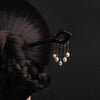 Ebony Wood Hairpin with Freshwater Pearl Tassels