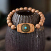 Rotating Wood Bead Bracelet with Six True Words Charm