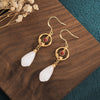 Magnolia Flower Jade Pattern Luck Prosperity Drop Dangle Earrings
