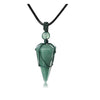 Natural Stone Pointed Pendant Necklace with Woven Cord