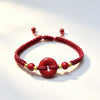 Cinnabar Red String Bracelet with Peace Buckle, Rose, or Coin Charms