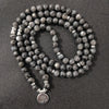 108 Mala Beads Multi-layer Black Glitter Stone Lotus Positivity Bracelet