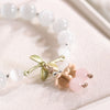 Cat's Eye Bracelet with Flower and Leaf Charm