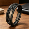 Handmade Leather Bracelet with Titanium Steel Buckle