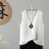 Women's Linen V-Neck Sleeveless Top, Vintage Washed Tank Vest