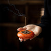 Persimmon Ceramic Incense Burner, Chinese Style Home Decor