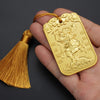 Kui Xing and Wenchang Car Hanging Ornament, Gold-Tone Alloy Charm