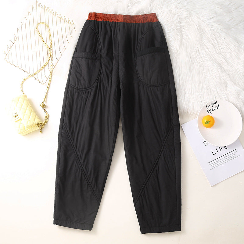 Women's Harem Pants, Thickened Cotton Blend Winter Trousers