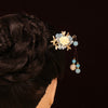 Floral Wood Hairpin with Tassel, Traditional Chinese Style