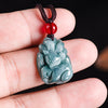 Carved Jade Nine-Tailed Fox Pendant Necklace