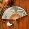 Chinese Style Bamboo Folding Fan with Silk Leaf and Tassel