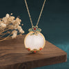 Gold-Tone Imitation Jade Peace Buckle Necklace, Chinese Style Pendant