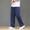 Men's Straight Leg Pants With Pockets Linen Cotton Blend