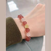 Strawberry Quartz Flower Bracelet with White Agate