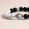 Hamsa Hand Lava Rock Bracelet with Natural Stone Beads