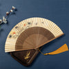 Bamboo Folding Fan with Yellow Paper and Tassel