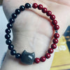 Black Obsidian and Cinnabar Cat Bracelet