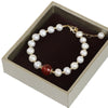 Red Agate and Freshwater Pearl Bracelet with Gold-Tone Chain