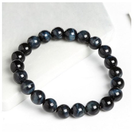 Natural Tiger Eye Stone Bracelet, Handmade Beaded Stretch Band