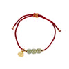 Hetian Jade Bead Braided Bracelet with Gold-tone Charm
