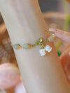 Interlocking Peace Buckle Bracelet, Faux Jade Beads