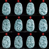 Chinese Zodiac Jade Pendant Necklace Blue Water Horse Luck Rope