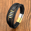 Multi-Layered Leather Bracelet with Stainless Steel Clasp