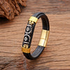 Dzi Bead Leather Bracelet with Stainless Steel Clasp