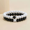 Yin Yang Couple Bracelet Set Black Onyx White Bead 2pcs
