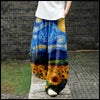 Starry Night Sunflower Pattern Women's Elastic Waist Harem Pants